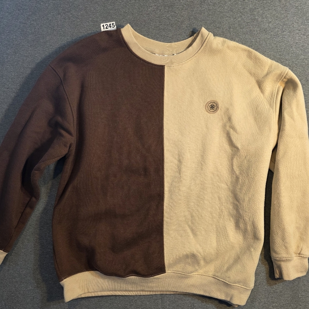 Two-Tone Brown and Tan WoMen's Sweater Large Daisy Street   Preppy. Hipster